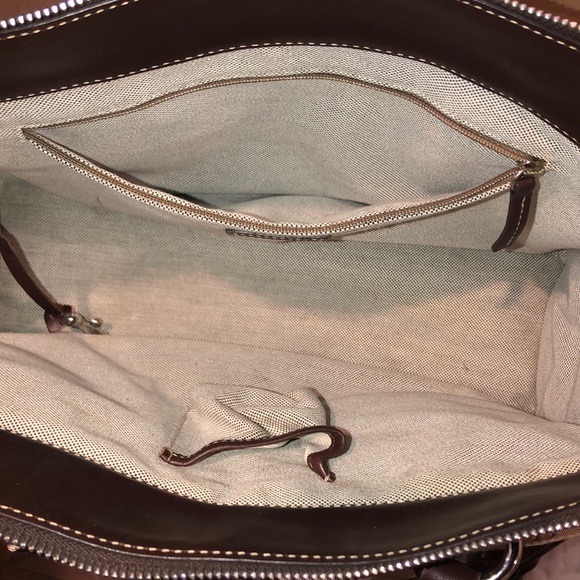 Vintage DOONEY & BOURKE Jacquard Signature Logo Canvas & Leather Shoulder Bag - Picture 16 of 17